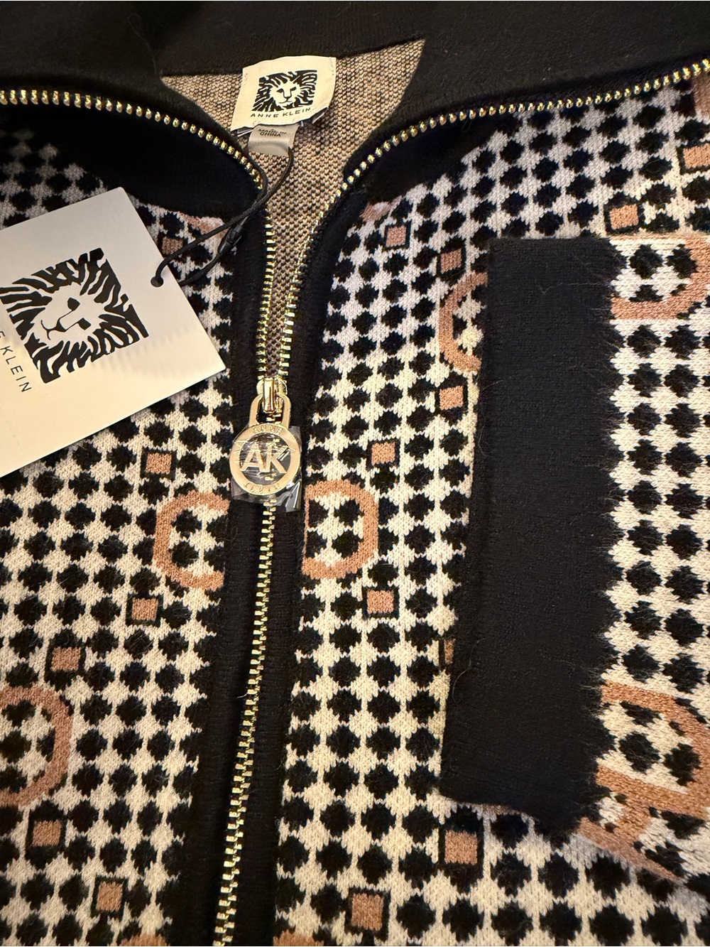Anne Klein Black Multi Sweater Jacket Cardigan - Picture 5 of 10